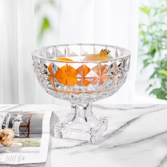 12 Pks Crystal Clear Glass Fruit Plate With Stand