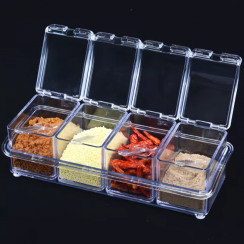 10 Pks 4 Piece Seasoning Box for Spice Salt Sugar with Cover and Spoon