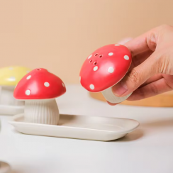 15 Sets Cute Mushroom Salt and Pepper Shakers Ceramic Set